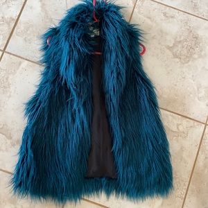 Teal furry vest